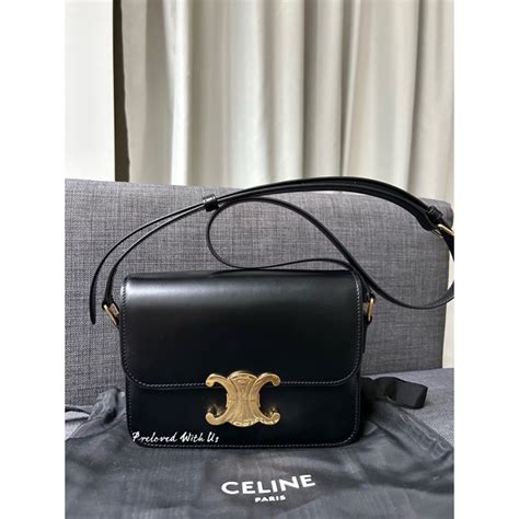 celine triomphe flap bag|Celine triomphe bag preloved.